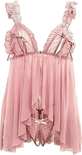 VicSec Mujeres Ropa Interior Conjunto Sexy Lencería Sujetador con Tiras Picardias Lencería Correas Ropa de Dormir Mini Bodydoll Lenceria Lingerie Camisones