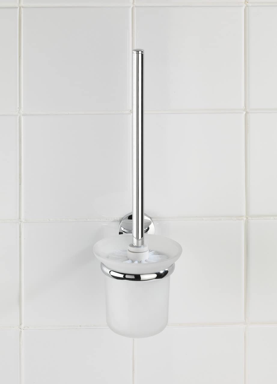 WENKO WC-Garnitur Cuba Glänzend - WC-Bürstenhalter, Zinkdruckguss, 11.5 x 35 x 15 cm, Chrom