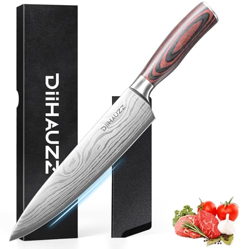 DiiHAUZZ Kochmesser, 20 cm Professionelles Küchenmesser, Ultrascharfes Messer, Chefmesser aus hochwertigem Edelstahl, Allzweckmesser mit...