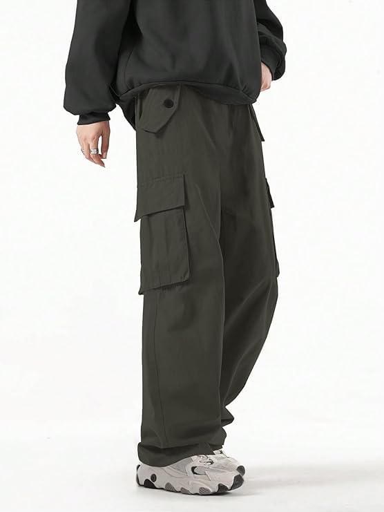 Image of GRECIILOOKS Men's Cargo Pants | 6 Pocket Cotton Cargo Joggers for Men | Loose Fit Stylish Pant with Pockets | Casual Baggy Trousers & Streetwear Lower