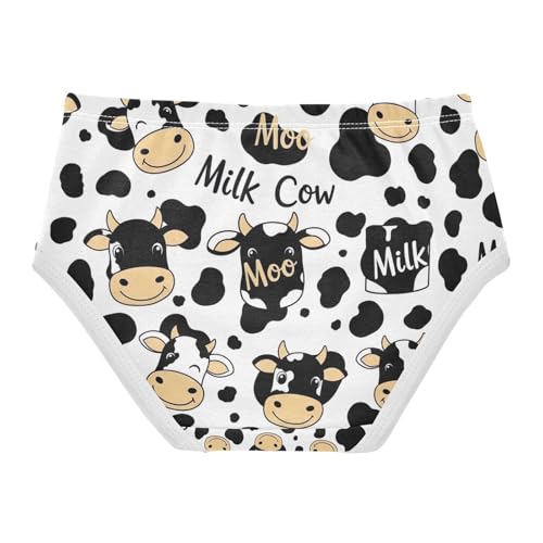 Cartoon Cows Toddler Girls Panties, Girls' Cotton Brief Underwear, 2T–8 Years2