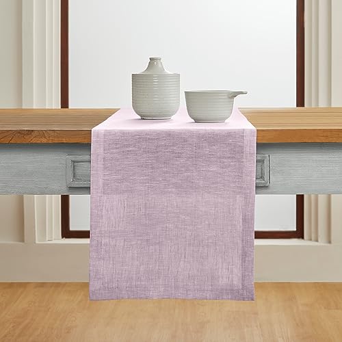 image for Solino Home Linen Chambray Lavender Table Runner 90 Inches Long - Athe