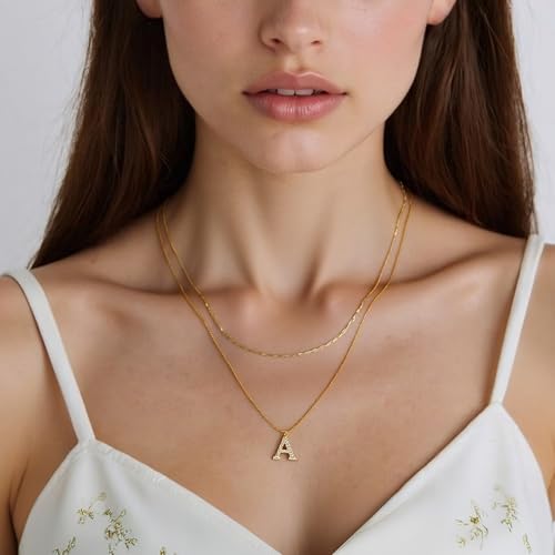 SUNFEEL layered Necklaces for Women, 14K Gold Plated 925 Sterling Silver initial Necklace Paperclip Chain Necklace CZ Dainty Jewelry Gifts for Mom Wife Girlfriend Bridesmaids (Initial E, Layered Necklace) - Image 3
