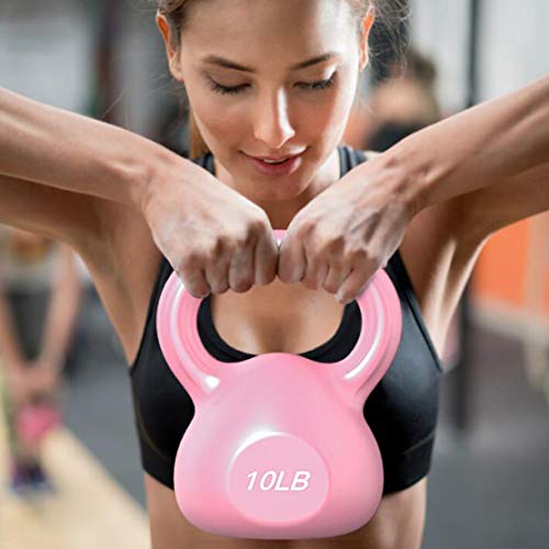 Jldn Kettlebell Weight 10Lb, Kettlebells Portable Non-Slip Weightlifting Neoprene Coating Around Bodybuilding Strength Training Kettle Bell Workout Equipment For Strength,Pink_10Lb #TOP5