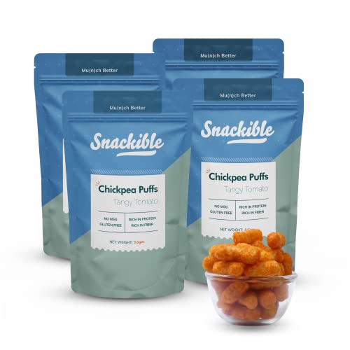 Snackible Tangy Tomato Chickpea Puffs – 35gm (Pack of 4)