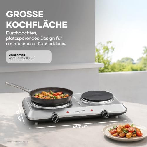 Severin Doppelkochplatte, 2 Heizringe, Campingkocher, 2.500 W – Ansicht 2