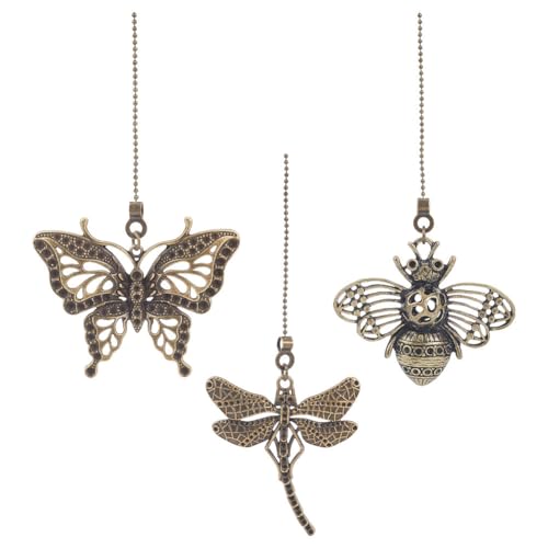 DELORIGIN 6 Stück Insekten Deckenventilator Zugkette 38 cm antike Ventilator Zugkette Anhänger Verlängerung Bienen Charm Ketten Verlängerungsornament mit Anschluss für Deckenleuchte Ventilator Lampe