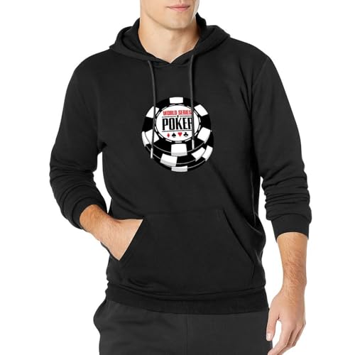 WSOP Poker Mens Hooded Cotton Sweatshirt Hoodies Logo Printed Pullover Tops with Pockets