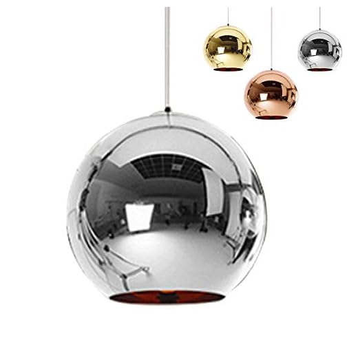 Industrial Modern Mirror Glass Ball Pendant Lamp,Adjustable Mirror Ball Pendant Ligh, Ceiling Lamp Shade for Kitchen,Dining Room,Bar (Sliver, 15cm)
