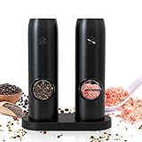 Rechargeable Electric Salt and Pepper Grinder Set, Refillable Spice Automatic Mill Shakers Set with