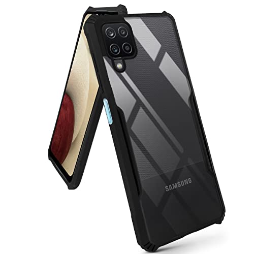 Image of Jkobi Hard PC Crystal Bumper Shockproof Back Cover Case for Samsung Galaxy A12 with Camera Protection (Matte Black)
