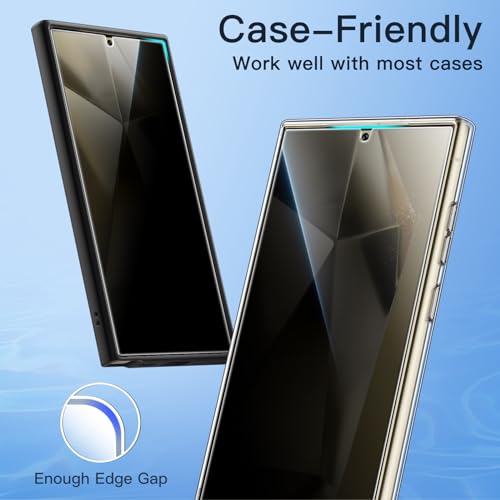 Image of JETech Privacy Screen Protector Guard for Samsung Galaxy S24 Ultra 5G with Camera Lens Protector, Anti-Spy Flexible TPU Film, Fingerprint Unlock Compatible, 2-Pack Each
