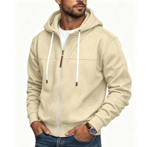 Mens Full Zip Hoodies Fashion Fleece Drawstring Hooded Sweatshirts Jackets - image 6