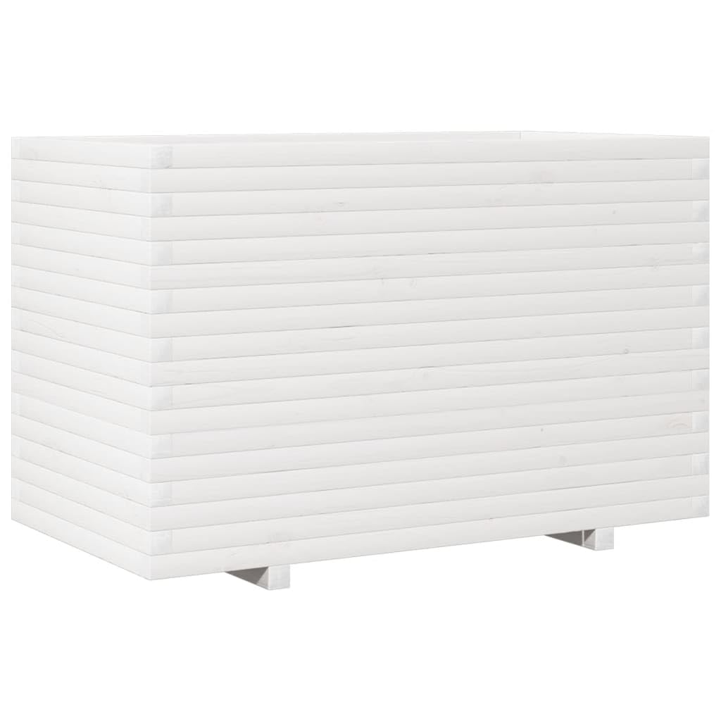 Jardinière blanche surélevée en bois pour jardiner sans se baisser