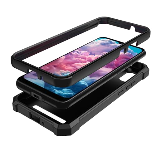 Lozeguyc for Cloud Mobile Stratus C8 Case with Screen Protector,Full Body Protection Front PC Back Soft Silicone Bumper,Heavy Duty Protection Shockproof Phone Case for Cloud Mobile Stratus C8 Black