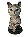 Animal Den Tabby Cat Bobblehead Figure Statue Gift for Car Dashboard Silver