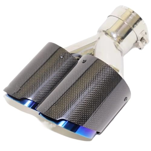 Tubo de escape doble en fibra de carbono brillante azul de 63mm a 114mm
