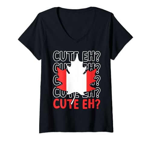 Womens Cute Eh Canadian Maple Leaf Pride V-Neck T-Shirt