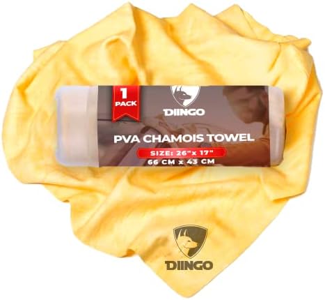 DIINGO Premium PVA Chamois Towel Super Absorbent for Car Quick Dry and Multipurpose Cleaner (Large - 26" x 17")…