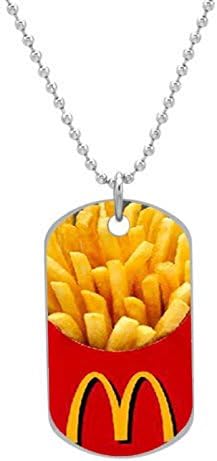 McDonalds French Fries Chips Customized design personalized unique OvaL Dog Tag Pet Tag Cat Animal Tag necklace pendant Bead Chain