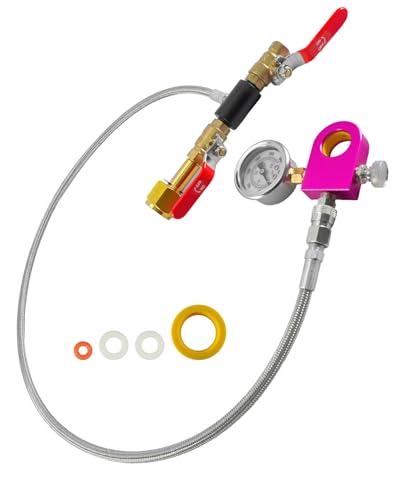 Upgrade Sodas Co2 Refill Adapter w/Pressure Gauge, 60L Pink Cylinders Fit