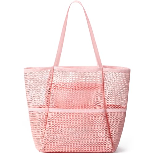 Image of Pleneal Crochet Tote Bag, Mesh Beach Bag, Knitted Shoulder Beach Bags for Women Vacation Aesthetic Hobo Tote Bags