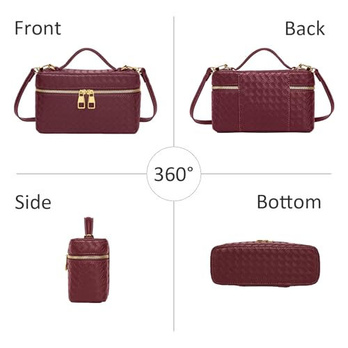 Image of Trendy Shoulder Bags for Women Mini L19 Square Box Satchel Bag Cute PU Leather Crossbody Purse with Adjustable Strap