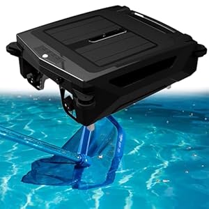 Solar Powered Automatic Robotic Pool Skimmer Cleaner,Solar Pool Cleaner Dual Mode ＆ Overnight Continuous Cleaning, for All Swimming Pool