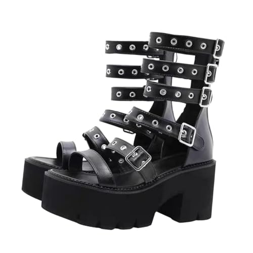 Sandales à talons hauts noirs pour femme FOMIYES en taille 38 avec bride réglable