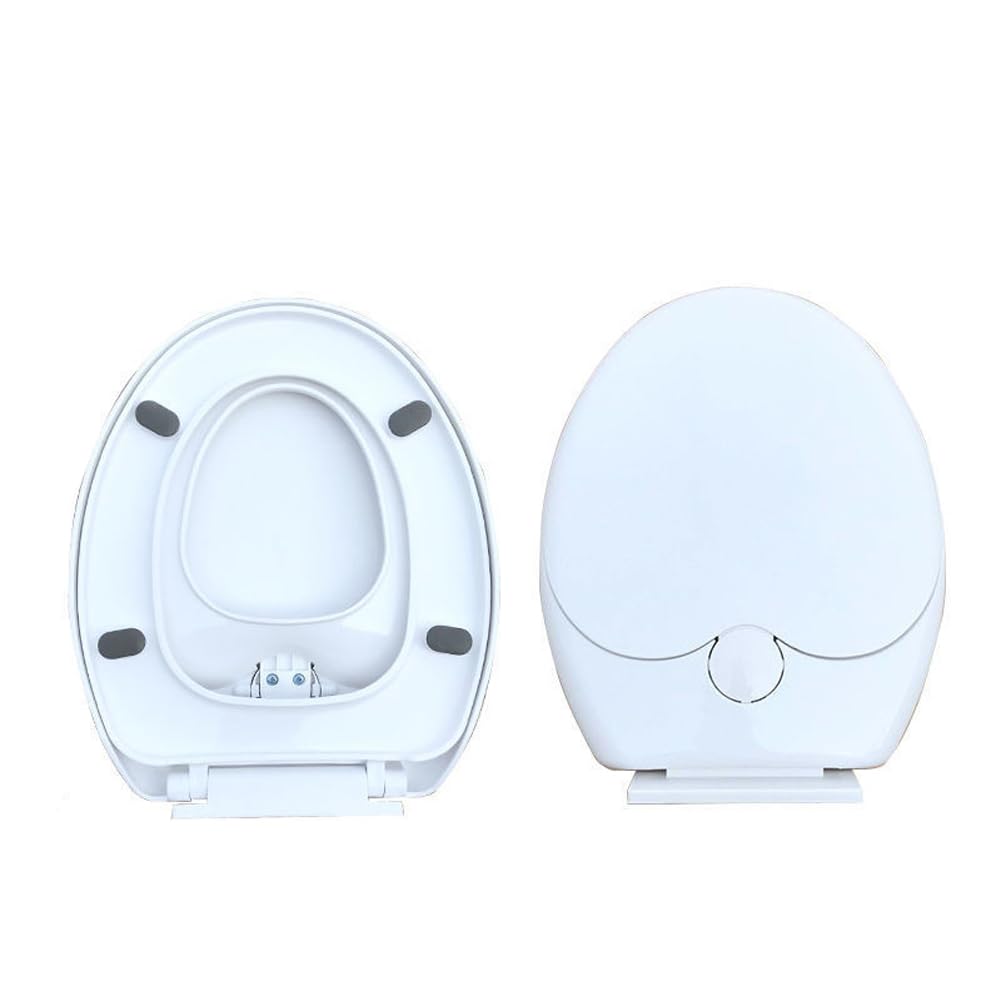 Familien-Toilettensitz mit Absenkautomatik, integrierter Kindersitz, Töpfchentraining, 2-in-1-Toilettensitz mit einfacher Befestigung oben, ovaler V-/D-förmiger Toilettendeckel (weiß, O-förmig)