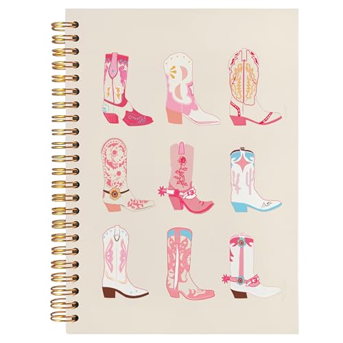Image of BearCake Western Cowgirl Notebook,Cowgirl Western Gifts for Women,Cute Spiral Journal Notebooks for Women Girls ,Western Office Supplies, Western Stuff for Women,Preppy Pink Notebook,Cowgirl Stuff, 5.5x8.3