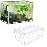 🐢 Observación de 360 Grados: La caja de terrario para reptiles está hecha de acrílico que es bueno para el crecimiento de su adorable mascota, seguro y no tóxico, claro y brillante, fácil de ver y fácil de limpiar, para que pueda ver el comportamiento de las mascotas pequeñas en cualquier momento y lugar.