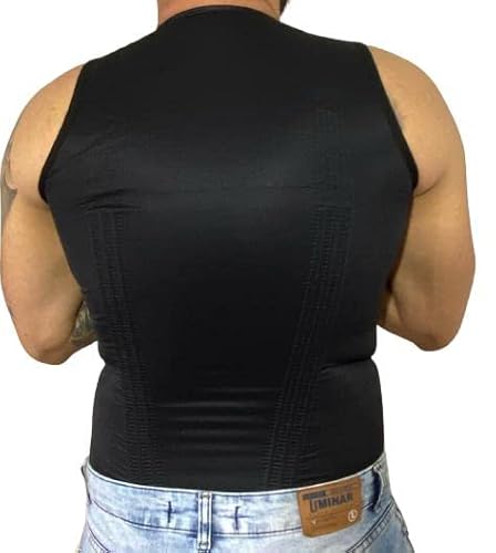 Colete Modelador Masculino Pós-Operatório Reduz Medidas - M26 Cor:Preto;Tamanho:GG;Gênero:Masculino