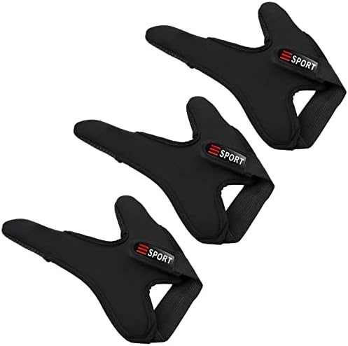 Klfoho Double-Finger Gloves, 3 Pack Anti-Slip Fishing Glove, Professional Finger Gloves Protector Unisex Elastic Band Glove for Outdoor Fishing, Fit Left Hand (Black Gray)