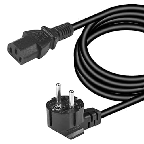 Exeom Cable de Alimentación PC Schuko IEC a C13 de 3 Clavijas, 1,8 m, Negro