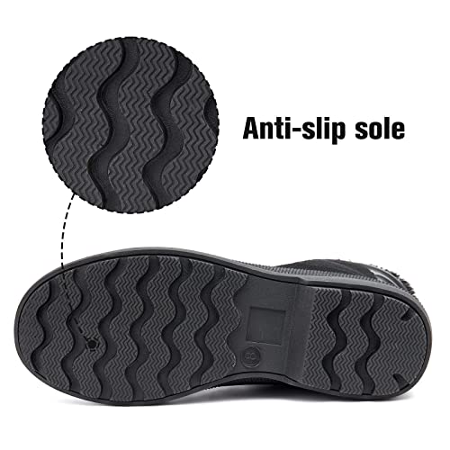 Mishansha Mens Snow Boots Casual Duck Boots Trekking Winter Boots Anti Slip Water Resistant Hiking Shoes Black Size 10 #TOP4