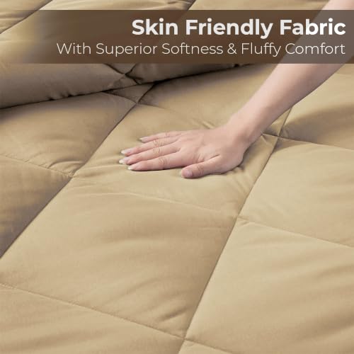 Image of Story@Home Reversible AC Comforter 220 GSM Lightweight Microfiber Summer Blanket for Single Bed (90x60 Inches) | Soft Cooling Quilt, Breathable All Season Duvet for AC Room - Camel Brown & Coffee