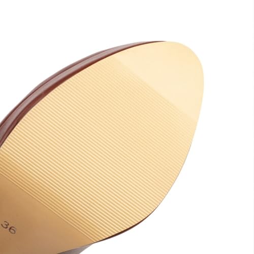 Aflngle Women's Platform Chunky High Heel Mary Jane Pumps Round Closed Toe Rhinestones Metal Chain Strap Buckle Wedding Party Prom Dress Shoes 5