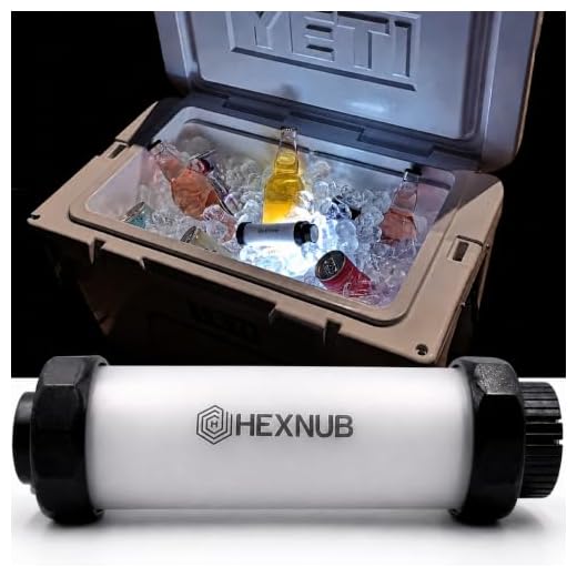 HEXNUB Cooler Box Light, Waterproof Rechargeable LED Light Compatible with YETI, RTIC, ORCA, Igloo, Coleman Ice Chest, Magnetic Base, Great for Outdoor Events, Parties Camping Fishing Hunting Boating