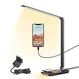[Uso amplio] La lampara cargador inalambrico ofrece 10 niveles de brillo y 5 modos de iluminación, proporcionando el nivel de iluminación perfecto para trabajar, leer y estudiar. Se puede utilizar como estación de carga para dispositivos móviles o como luz de tocador, y la lámpara de escritorio tiene una cálida luz nocturna que es perfecta para usar como luz de noche.