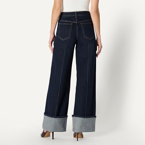 Amazon Essentials Women's High-Rise Wide Leg Cuffed Jean, Rinse, 12 by Amazon Essentials - Used condition - Image 2