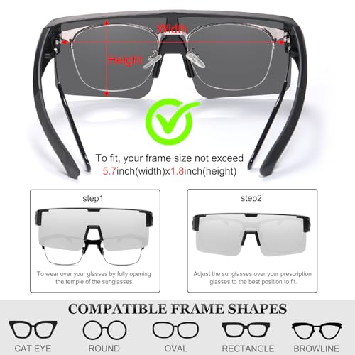 Image of HAOLOTA Fit Over Glasses Sunglasses for Men, Wrap Around Sunglasses for Driving Cycling Outdoors UV Protection