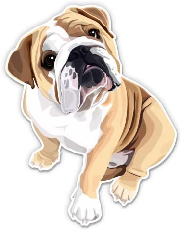 Cute Bulldog - 3" Vinyl Sticker - for Car Laptop I-Pad Phone Helmet Hard Hat - Waterproof Decal
