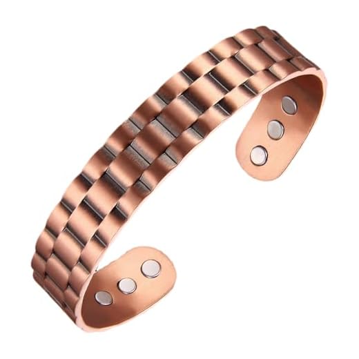 MagEnergy Mens Copper Bracelet 99.9% Pure Copper Magnetic Bangle with 6pcs 3500 Gauss Magnets Adjustable Bracelets Jewelry Gift