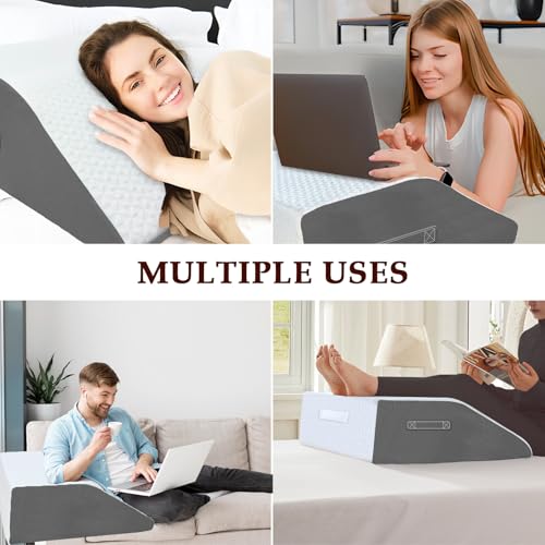 Image of 10 inch Leg Elevation Pillow, Memory Foam Wedge Pillow for Leg & Knee Support | Knee, Hip & Ankle Support. Elevates Legs For Comfortable Sleeping, Resting, And Recovery With A Supportive Wedge Shape.