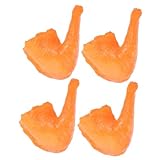 COOLHIYA 4pcs Realistic Fake Chicken Drumstick Food Model for Play Kitchen and Party Decoration Simulated Fried Chicken Leg Props for Photography and Role-Playing