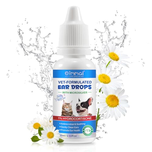 Dog Ear Infection Treatment Drops, Ear Drops for Dogs & Cats with 1% Hydrocortisone for Dog Yeast Ear Infections, Soothes Itchy Ears, Prevents Infections, Safe for Puppies, Adult Dogs & Cats 2.02fl