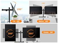 Pholiten Monitor Halterung für 13-42 Zoll LED LCD Bildschirm bis zu 10 kg, Monitor Arm für 2 Monitore, Höhenverstellbar Schwenkbar Neigbar Monitorhalterung, max.VESA 100x100mm, Schwarz, MD97442L – Ansicht 6