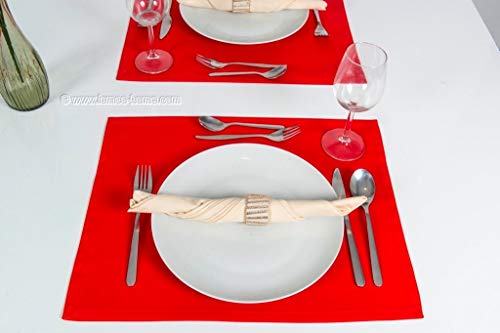 Lemos Home Lemos-Home Place Mat Set of 4 Approx. 46 x 36 cm Cotton (Red), 46x36 - Image 2