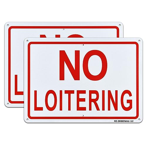 AUYKTE 2 Pack No Loitering Sign, 10 x 7 Inches .040 Aluminum Reflective Sign, Great for House and Business, Weather Resistant, Waterproof, Easy to Mount